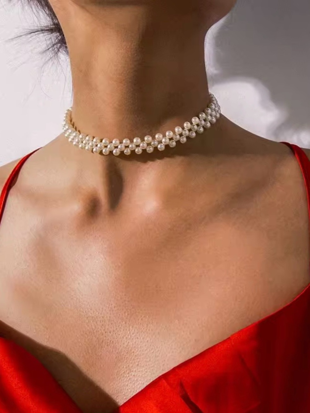 Pearl Double-Row Choker Necklace in Ivory
